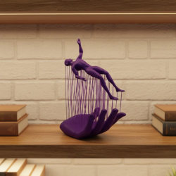 Mey İthalat® 3D El Formlu İnsan Figürü Mor Özgün Sanat Biblosu 12x18 cm