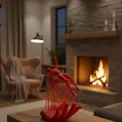 Mey İthalat® 3D El İnsan Figürü Kırmızı Minimal Modern Ev ve Ofis Dekoru 12x18 cm