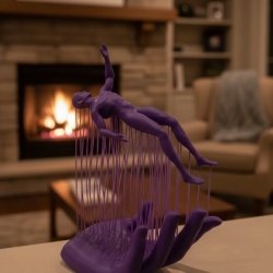 Mey İthalat® 3D El İnsan Figürü Mor Modern Masa Üstü Ev ve Ofis Dekoru