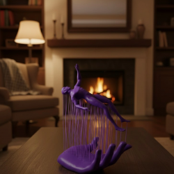 Mey İthalat® 3D El İnsan Figürü Mor Modern Sanatsal Dekoratif Biblo 12x18 cm