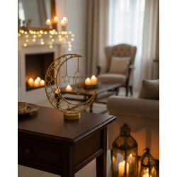 Mey İthalat® 3D Hilal Cami Dekor 20x20 cm Özel Baskı Masa Üstü Süs