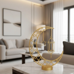 Mey İthalat® 3D Hilal Cami Dekor Özel Baskı 20x20 cm Şık Masa Üstü