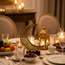 Mey İthalat® 3D Hilal Yıldız Biblo 23x23 cm Şık ve Zarif Dekorasyon