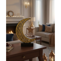 Mey İthalat® 3D Hilal Yıldız Dekor 23x23 cm Ramazan Özel Masa Üstü Süs