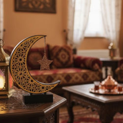 Mey İthalat® 3D Hilal Yıldız Süs 23x23 cm Ev ve Ofis İçin Şık Aksesuar