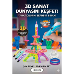 Mey İthalat® 3D Kalem Seti (MAVİ) Dijital Göstergeli + 3 Renk Filament Hediyeli Eğitici Yazıcı ABS/PLA Uyumlu