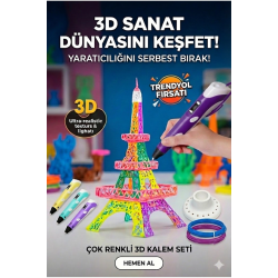 Mey İthalat® 3D Kalem Seti (MOR ) Dijital Göstergeli + 3 Renk Filament Hediyeli Eğitici Yazıcı ABS/PLA Uyumlu
