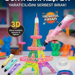 Mey İthalat® 3D Kalem Seti (PEMBEİ) Dijital Göstergeli + 3 Renk Filament Hediyeli Eğitici Yazıcı ABS/PLA Uyumlu