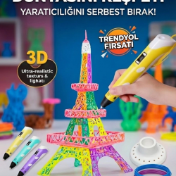 Mey İthalat® 3D Kalem Seti (SARI) Dijital Göstergeli + 3 Renk Filament Hediyeli Eğitici Yazıcı ABS/PLA Uyumlu