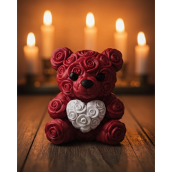 Mey İthalat® 3D Kalp Ayıcık 10 cm Gül Detaylı Dekoratif Hediye Obje