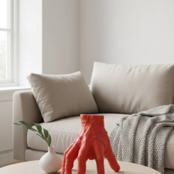 Mey İthalat® 3D Kırmızı El Dekor 17x16 cm Gotik ve Modern Tasarım Obje