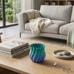 Mey İthalat® 3D Kıvrımlı Mavi Vazo Modern Dekoratif Şık Ev Aksesuarı