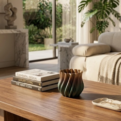 Mey İthalat® 3D Kıvrımlı Siyah Metalik Vazo Modern Dekoratif Şık Ev Aksesuarı