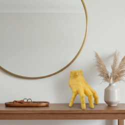 Mey İthalat® 3D Modern Sarı El Biblo 17x16 cm Ev ve Ofis Dekorasyonu