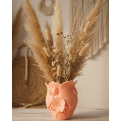 Mey İthalat® 3D Özel Baskı Turuncu Çiçekli Dekoratif Vazo Salon Ofis Dekoru