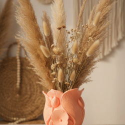 Mey İthalat® 3D Özel Baskı Turuncu Çiçekli Dekoratif Vazo Salon Ofis Dekoru