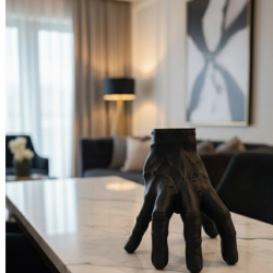 Mey İthalat® 3D Siyah El Heykeli 17x16 cm Raf ve Masa Üstü Dekor