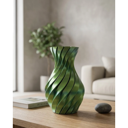 Mey İthalat® 3D Spiral Yeşil Vazo Modern Tasarım Dekoratif Ev Aksesuarı