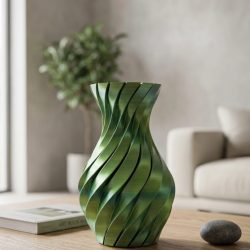 Mey İthalat® 3D Spiral Yeşil Vazo Modern Tasarım Dekoratif Ev Aksesuarı
