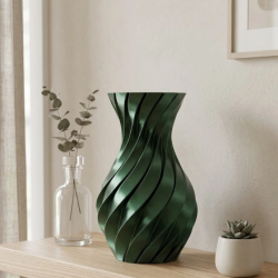 Mey İthalat® 3D Spiral Yeşil Vazo Modern Tasarım Dekoratif Ev ve Ofis Aksesuarı