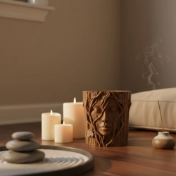 Mey İthalat® 3D Yüz Figürlü Doğa Konseptli Dekoratif Saksı Şık Vazo Tasarımı