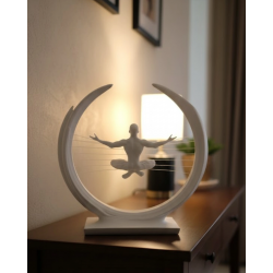 Mey İthalat® 3D Zen Heykeli Ay Formlu Meditasyon Yapan İnsan Figürü Dekor