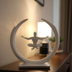 Mey İthalat® 3D Zen Heykeli Ay Formlu Meditasyon Yapan İnsan Figürü Dekor