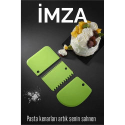 Mey İthalat® 3’lü Dekoratif Şekillendirme Aparatı Hamur Pasta Kesici Kazıma  (Düz, Dişli, Kavisli) 717830