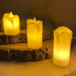 Mey İthalat®  3’lü Pilli Dekoratif LED Mum Işıkları – Gerçek Alev Efektli
