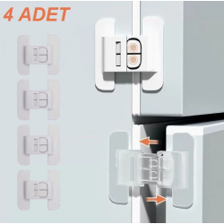 Mey İthalat® 4 Adet Buzdolabı, Çekmece ve Dolap Kapağı Çocuk Kilidi