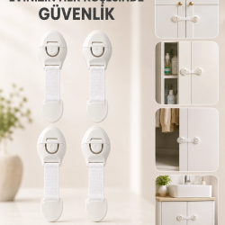 Mey İthalat® 4 Adet Çok Amaçlı Çocuk Güvenlik Kilidi Dolap, Çekmece ve Gardırop İçin