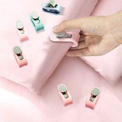 Mey İthalat®  4 Adet İğnesiz Yorgan Çarşaf Ve Perde Tutucu Sabitleyici Kaydırmaz Örtü Düzenleyici Klips