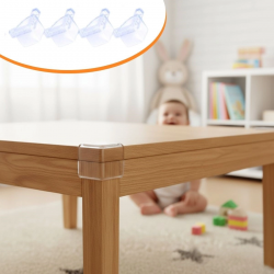 Mey İthalat®  4 Adet Kendiliğinden 3M Yapışkanlı Yumuşak ve Esnek Yapıda Sehpa,Masa,Dolap Köşe Koruyucu Aparat