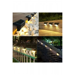 Mey İthalat® 4 Adet Solar Güneş Enerjili Şarj Edilen Köşebent Merdiven Veranda Bahçe Led a