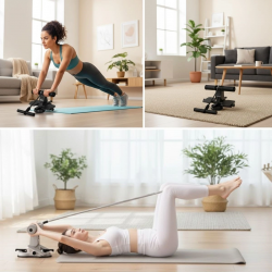 Mey İthalat®  4 Direnç Bantlı Mekik Çekme Spor Aleti – Karın, Kol ve Tüm Vücut İçin Evde Egzersiz Aleti