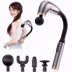 Mey İthalat®  4 Farklı Başlıklı Uzun Saplı Derin Doku Masaj Tabancası, Boyun, Omuz ve Sırt için Ergonomik Saplı Çoklu Masaj Modlu Taşınabilir Masaj Aleti