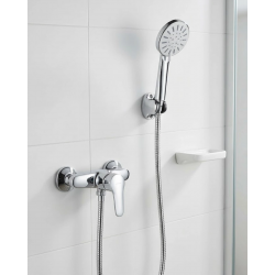 Mey İthalat® 4 Fonksiyonlu Krem El Duşu Seti Spiral Hortum ve Duş Askısı