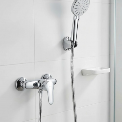 Mey İthalat® 4 Fonksiyonlu Krem El Duşu Seti Spiral Hortum ve Duş Askısı