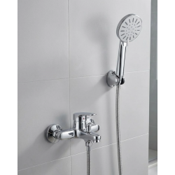 Mey İthalat® 4 Kademeli Krem Duş Seti El Duşu Başlığı Spiral Hortum ve Duvar Askısı