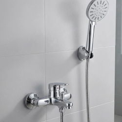 Mey İthalat® 4 Kademeli Krem Duş Seti El Duşu Başlığı Spiral Hortum ve Duvar Askısı