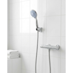 Mey İthalat® 4 Kademeli Mavi Duş Seti El Duşu Başlığı Spiral Hortum ve Duvar Askısı