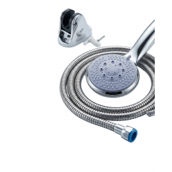 Mey İthalat® 4 Kademeli Mavi Duş Seti El Duşu Başlığı Spiral Hortum ve Duvar Askısı