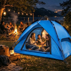 Mey İthalat®  4 Kişilik Otomatik Kamp Çadırı – Çift Katmanlı, Suya Dayanıklı, Hızlı Kurulum Outdoor Aile ve Doğa Çadırı 200x200x140 cm