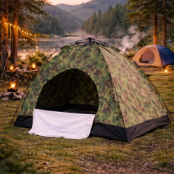 Mey İthalat®  4 Kişilik Otomatik Kamp Çadırı Kamuflaj Kumaş Outdoor Çadır Hızlı Kurulum Doğa Kamp Çadırı 200 x 200 x 140 cm