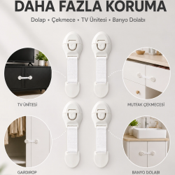 Mey İthalat® 4'lü Çocuk Güvenlik Dolap ve Çekmece Kilidi