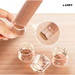 Mey İthalat® 4'lü Keçeli Şeffaf Silikon Sandalye Ayak Koruyucu Seti