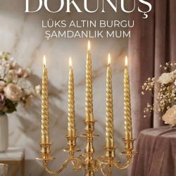 Mey İthalat® 4'lü Lüks Burgu Şamdan Mumu 26 cm - Damlatmaz Spiral Dekoratif Mum Seti