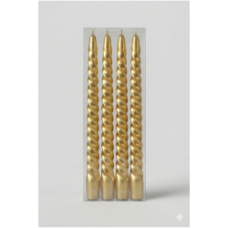 Mey İthalat® 4'lü Lüks Burgu Şamdan Mumu 26 cm - Damlatmaz Spiral Dekoratif Mum Seti