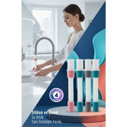 Mey İthalat® 4 LÜ Silikon Esnek Musluk Uzatıcı – 14.5 cm Lavabo ve Mutfak Batarya Başlığı