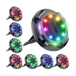 Mey İthalat® 4'lü Solar Panelli Kazıklı RGB Zemin LED (Güneş Enerjili)